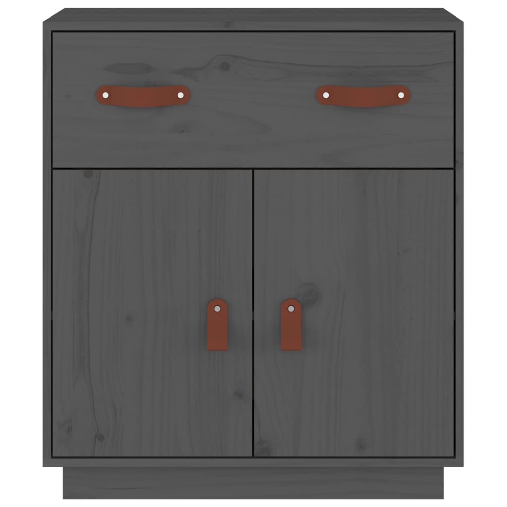 Credenza Grigia 65,5x40x75 cm in Legno Massello di Pino