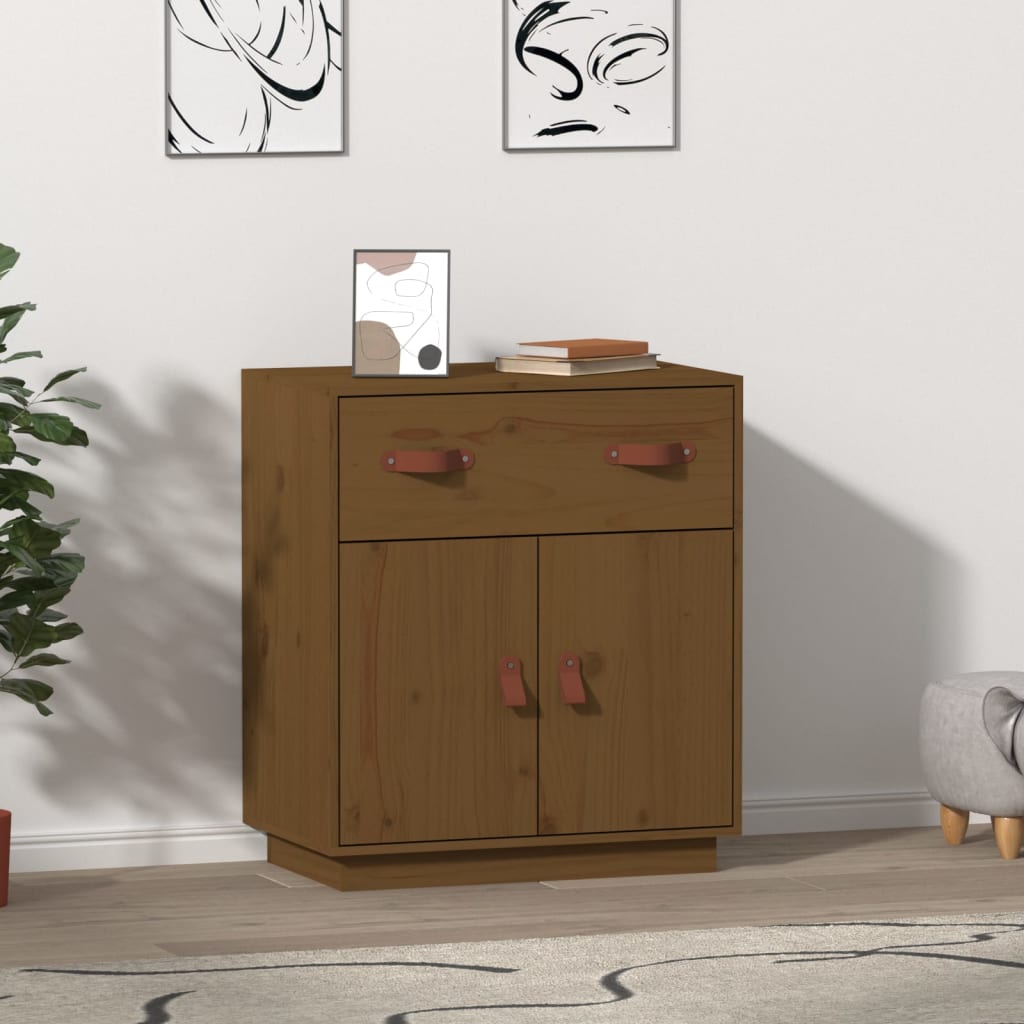 Credenza Ambrata 65,5x40x75 cm in Legno Massello di Pino