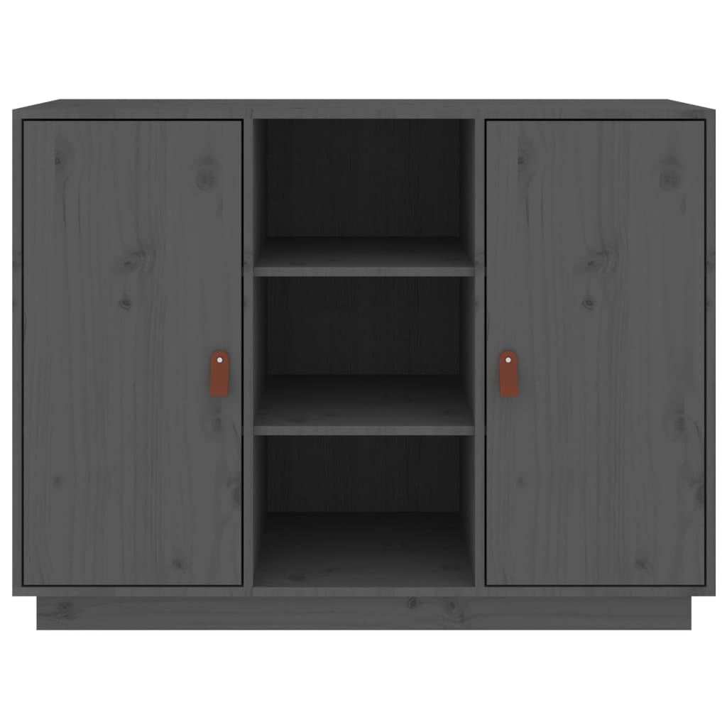 Credenza Grigia 100x40x75 cm in Legno Massello di Pino - homemem39