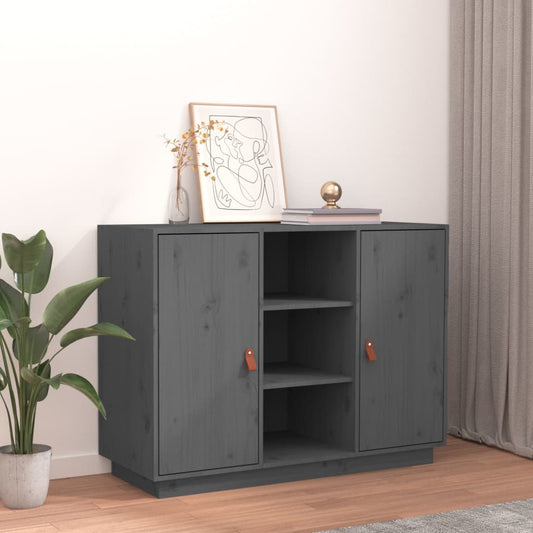 Credenza Grigia 100x40x75 cm in Legno Massello di Pino - homemem39