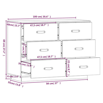 Credenza 100x40x75 cm in Legno Massello di Pino - homemem39