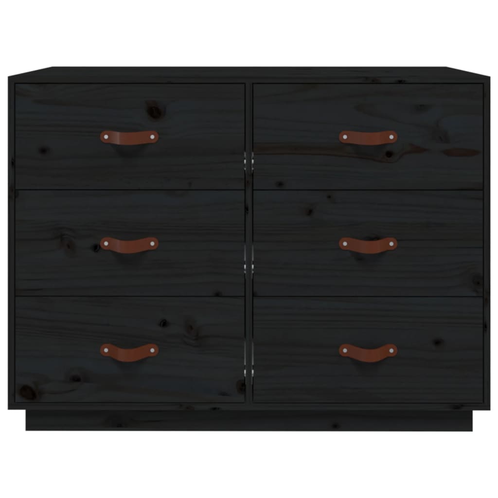 Credenza Nera 100x40x75 cm in Legno Massello di Pino - homemem39