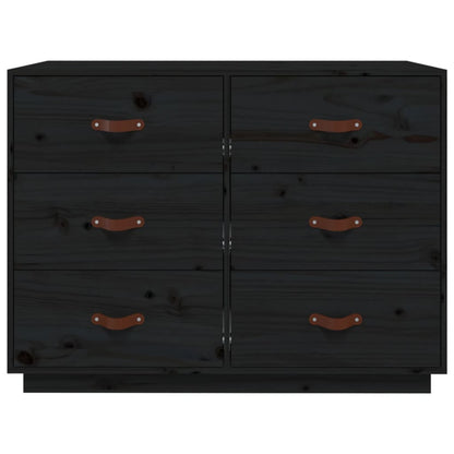 Credenza Nera 100x40x75 cm in Legno Massello di Pino - homemem39