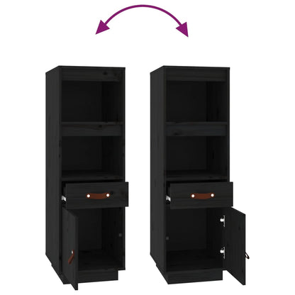 Credenza Nera 34x40x108,5 cm in Legno Massello di Pino - homemem39