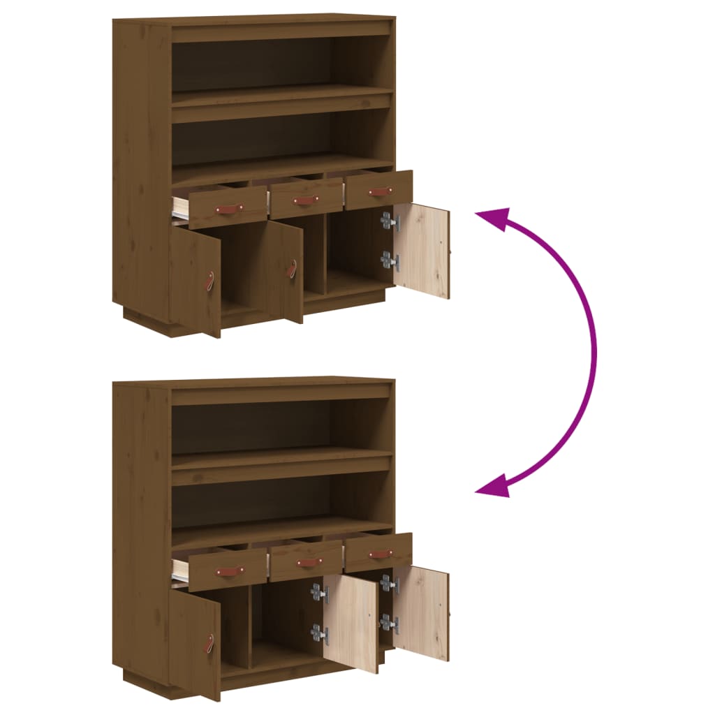 Credenza ambra 100x40x108,5 cm in Legno Massello di Pino - homemem39