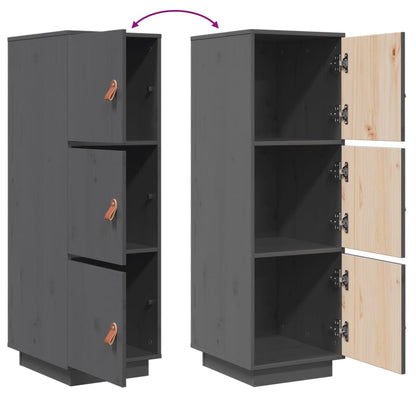 Credenza Grigia 34x40x108,5 cm in Legno Massello di Pino - homemem39