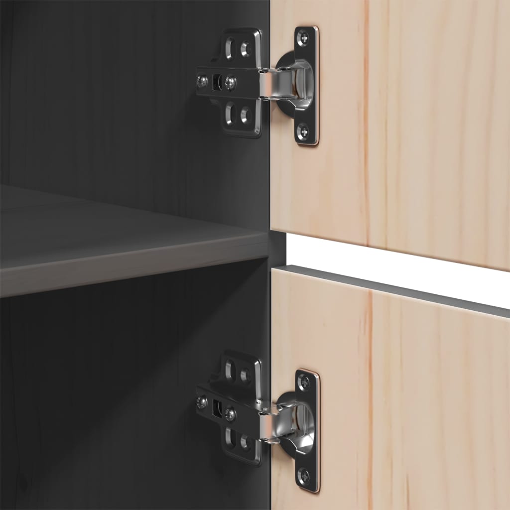 Credenza Grigia 34x40x108,5 cm in Legno Massello di Pino - homemem39