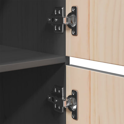 Credenza Grigia 34x40x108,5 cm in Legno Massello di Pino - homemem39