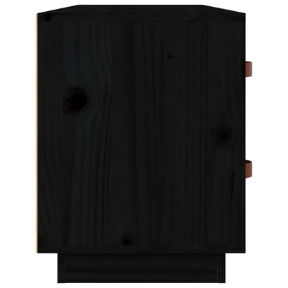 Scarpiera Nera 100x34x45 cm in Legno Massello di Pino - homemem39