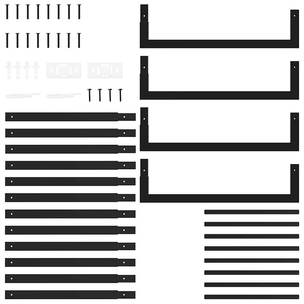 Portalegna Nero Opaco 50x28x132 cm in Acciaio