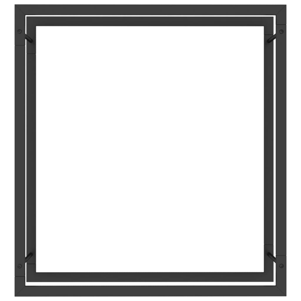 Portalegna Nero Opaco 80x28x86 cm in Acciaio