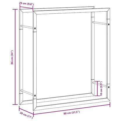 Portalegna Nero Opaco 80x28x86 cm in Acciaio
