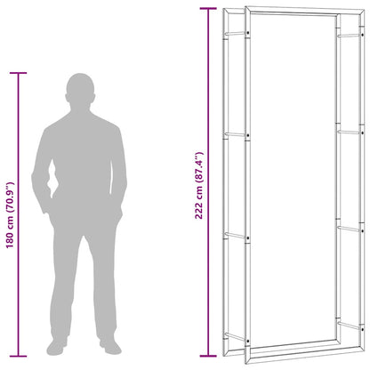 Portalegna Nero Opaco 80x28x222 cm Acciaio