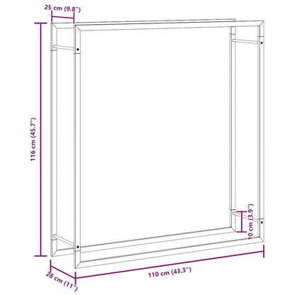 Portalegna Nero Opaco 110x28x116 cm in Acciaio
