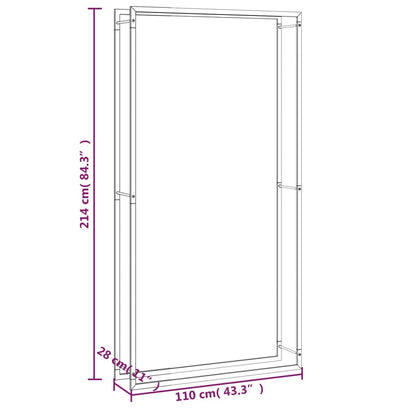 Portalegna Nero Opaco 110x28x214 cm in Acciaio