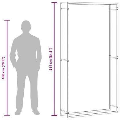 Portalegna Nero Opaco 110x28x214 cm in Acciaio