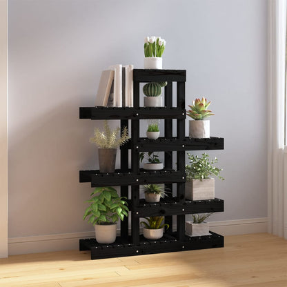 Supporto per Piante Nero 85x25x109,5 cm Legno Massello di Pino