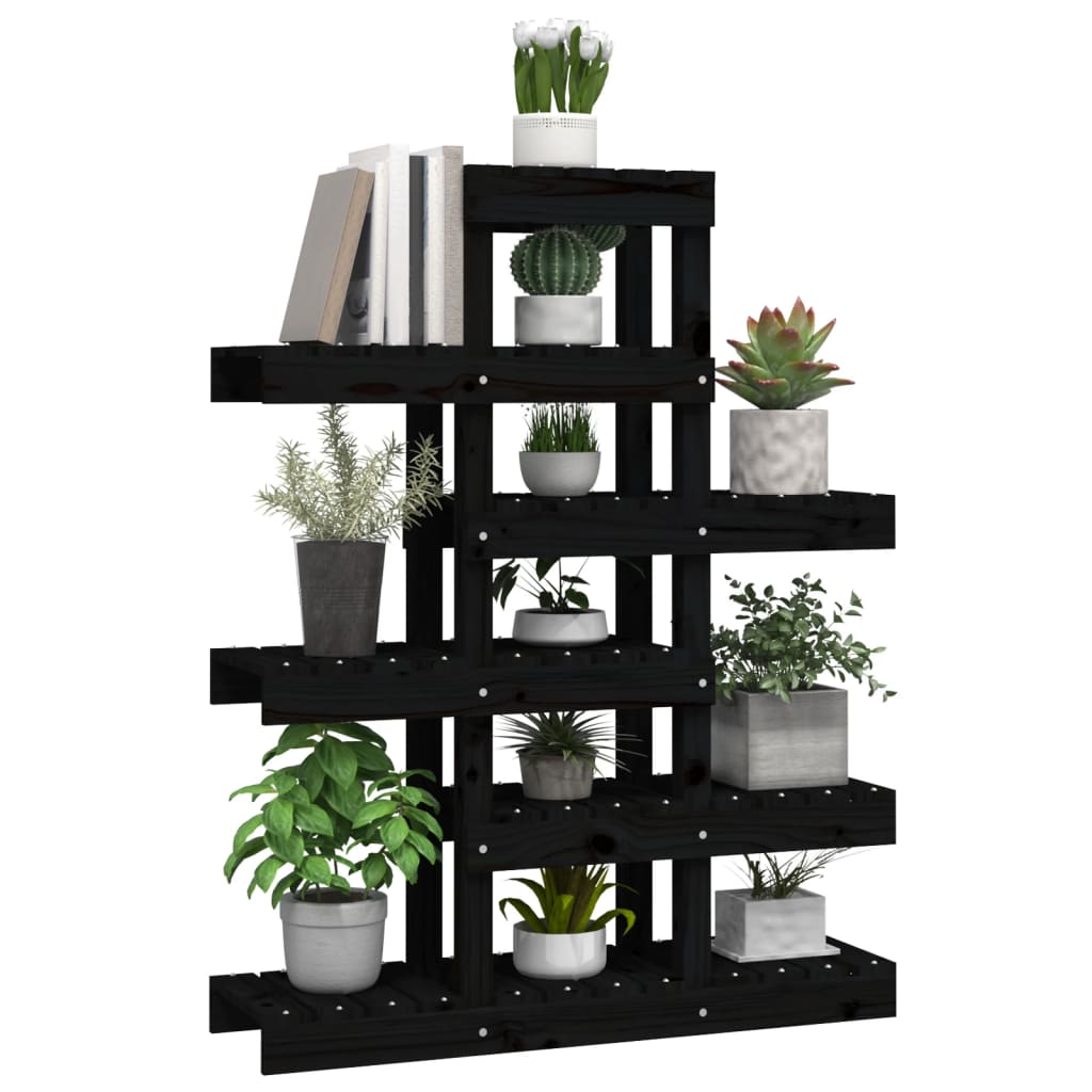 Supporto per Piante Nero 85x25x109,5 cm Legno Massello di Pino | homemem39