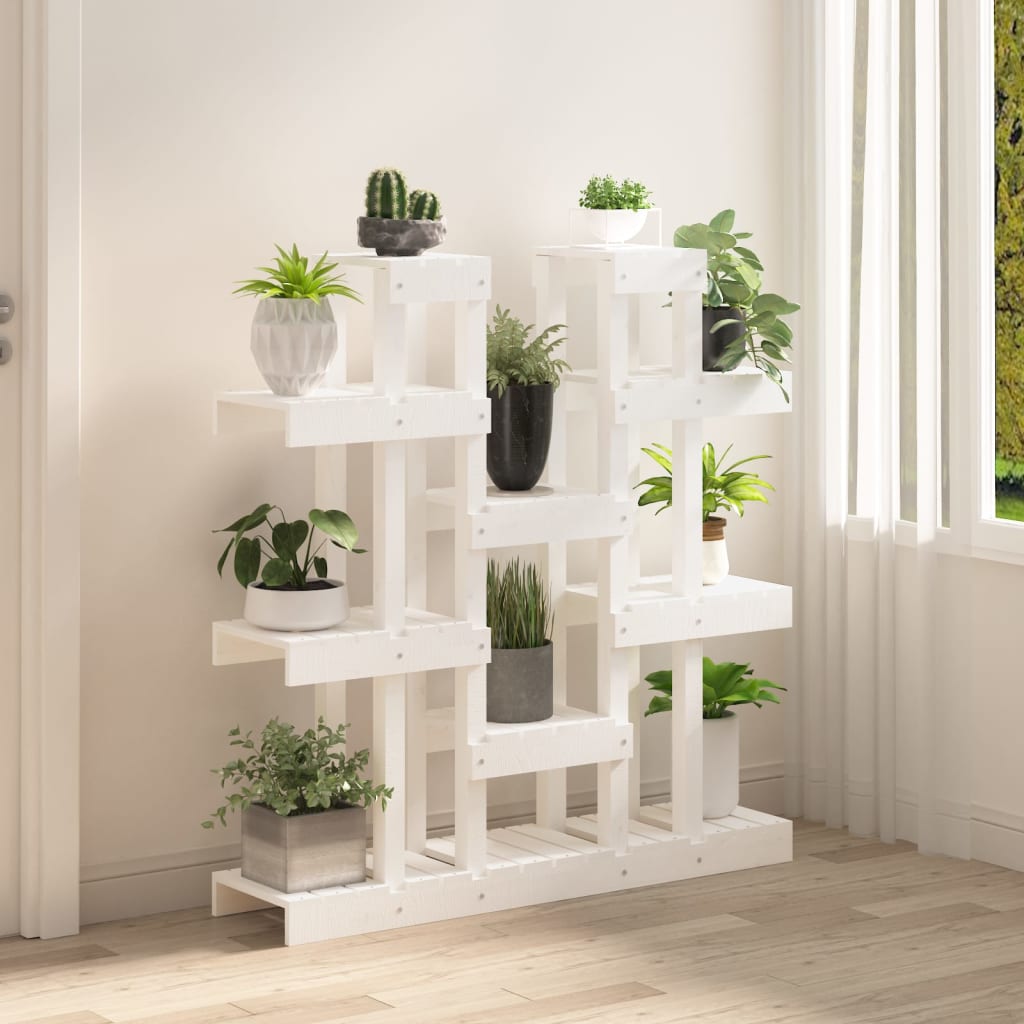 Supporto Piante Bianco 104,5x25x109,5 cm Legno Massello di Pino | homemem39
