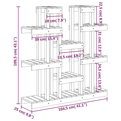 Supporto Piante Bianco 104,5x25x109,5 cm Legno Massello di Pino | homemem39