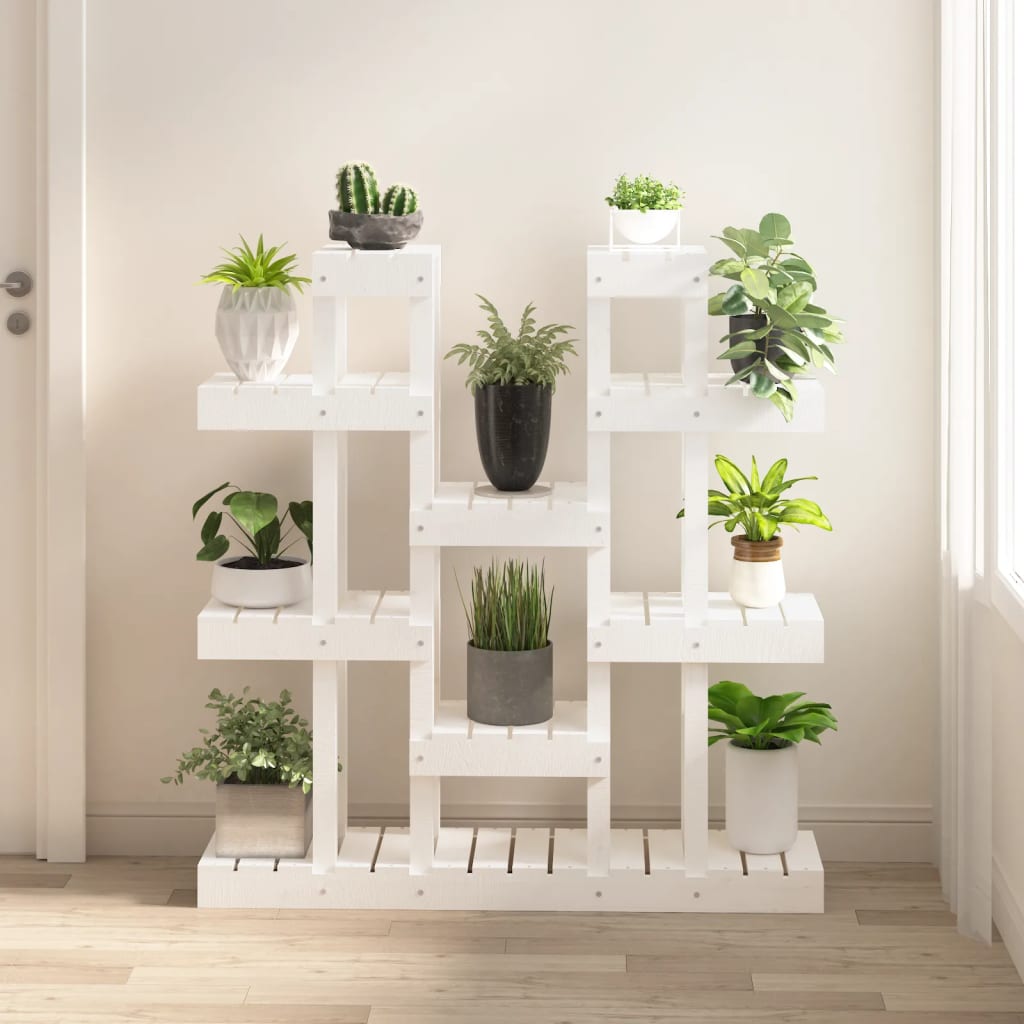 Supporto Piante Bianco 104,5x25x109,5 cm Legno Massello di Pino | homemem39