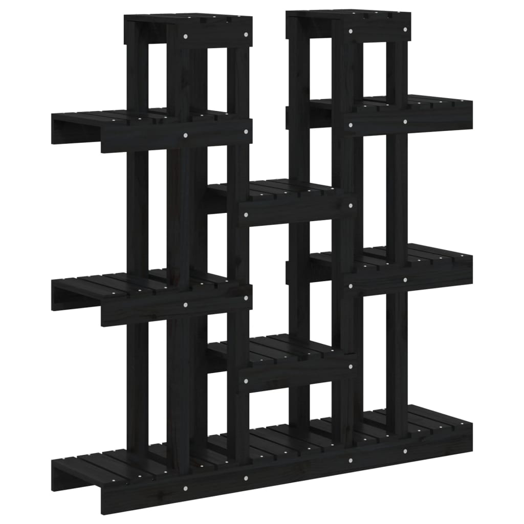 Supporto per Piante Nero 104,5x25x109,5 cm Legno Massello Pino - homemem39