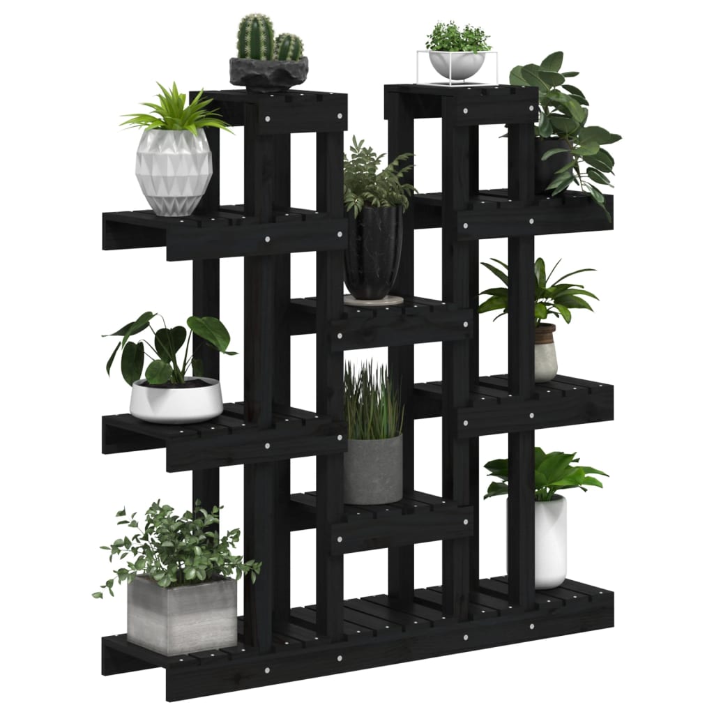 Supporto per Piante Nero 104,5x25x109,5 cm Legno Massello Pino | homemem39