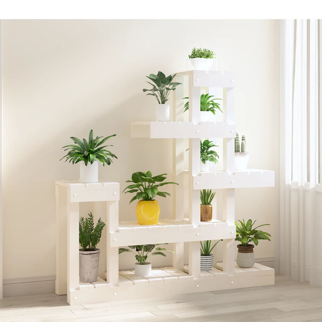 Supporto per Piante Bianco 92x25x97cm Legno Massello di Pino | homemem39