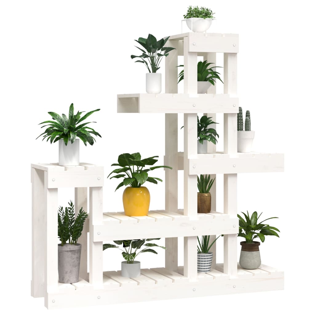Supporto per Piante Bianco 92x25x97cm Legno Massello di Pino | homemem39