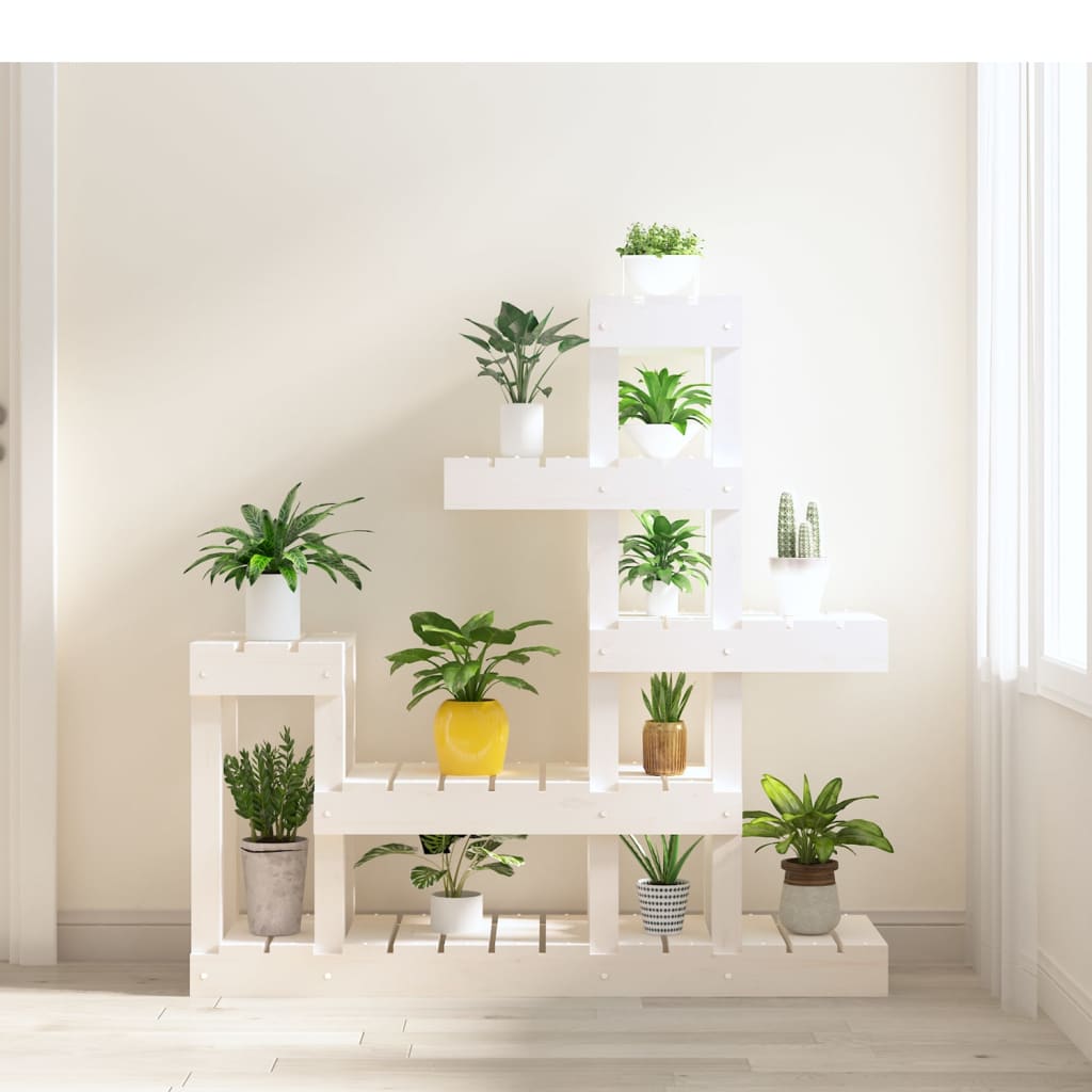 Supporto per Piante Bianco 92x25x97cm Legno Massello di Pino | homemem39