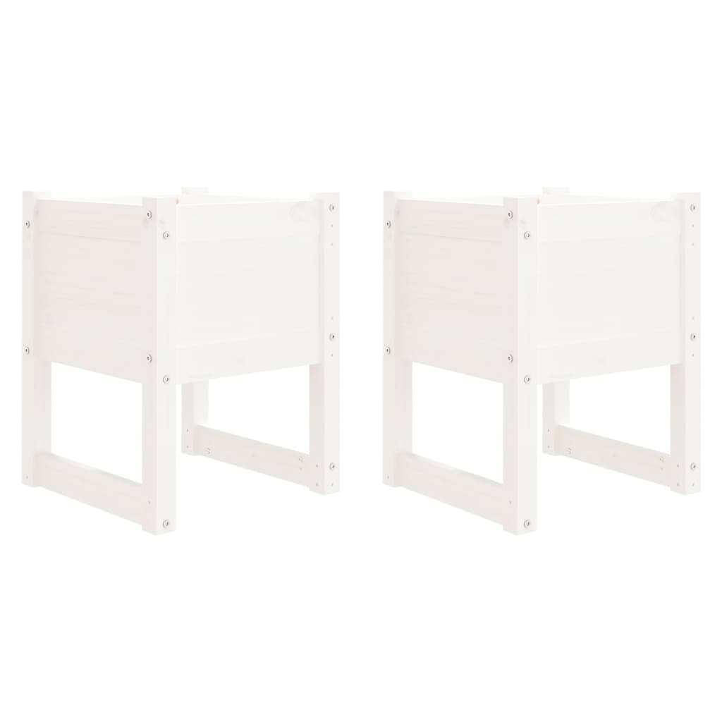 Fioriere 2 pz Bianche 40x40x52,5 cm in Legno Massello di Pino | homemem39