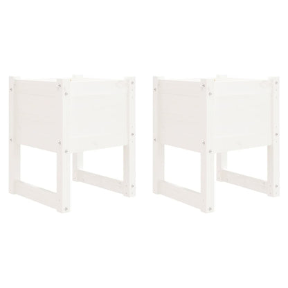 Fioriere 2 pz Bianche 40x40x52,5 cm in Legno Massello di Pino | homemem39