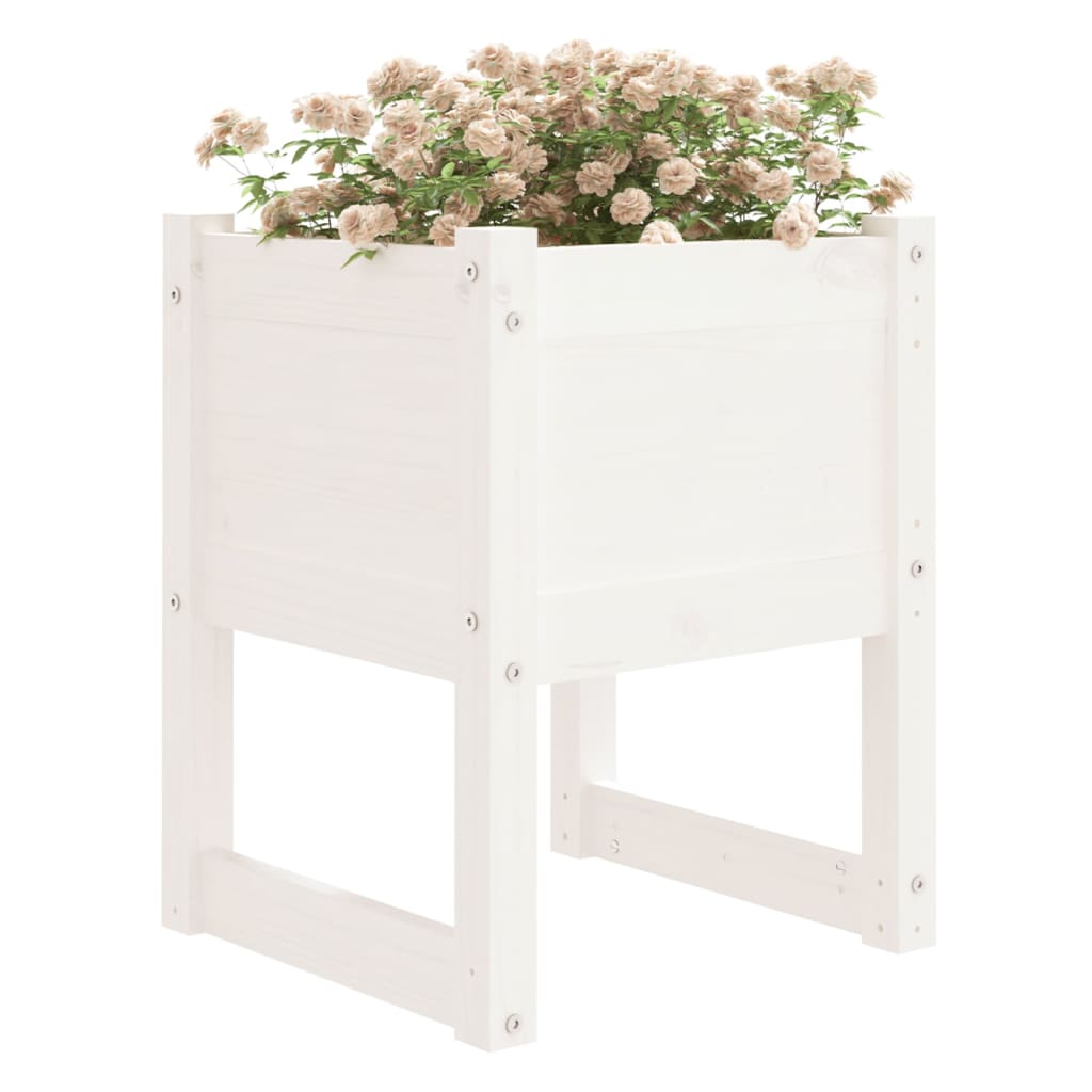 Fioriere 2 pz Bianche 40x40x52,5 cm in Legno Massello di Pino | homemem39
