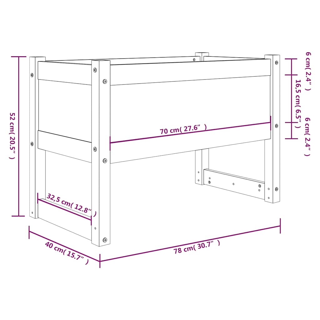 Fioriera 78x40x52 cm in Legno Massello di Pino