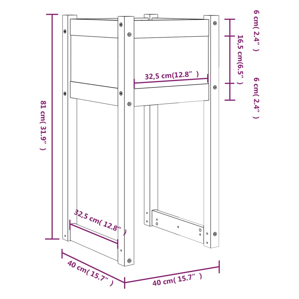 Fioriera Grigio 40x40x81 cm in Legno Massello di Pino | homemem39