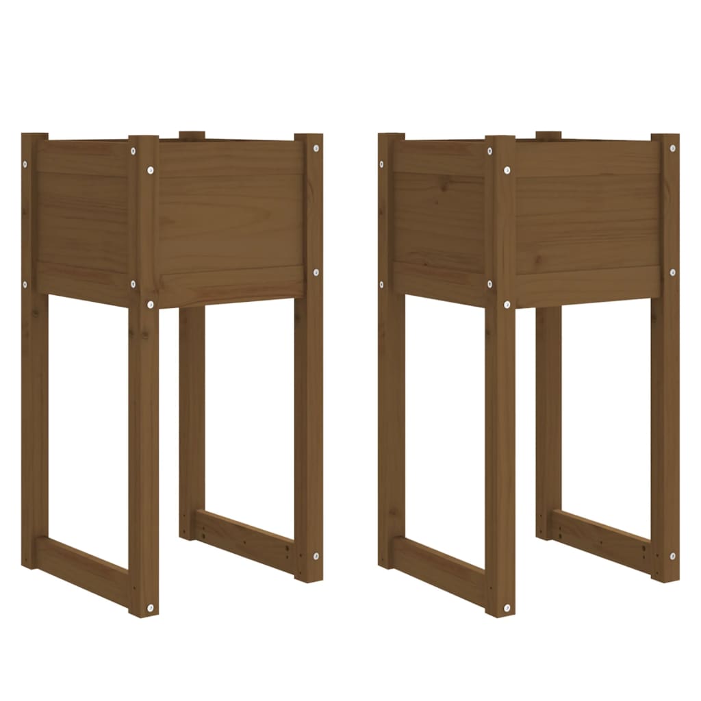 Fioriere 2 pz Marrone Ambra 40x40x81 cm Legno Massello di Pino - homemem39