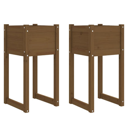 Fioriere 2 pz Marrone Ambra 40x40x81 cm Legno Massello di Pino - homemem39