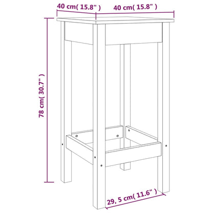 Sgabelli da Bar 2 pz 40x40x78 cm in Legno Massello di Pino