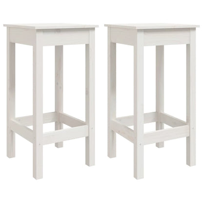 Sgabelli da Bar 2 pz Bianchi 40x40x78 cm Legno Massello di Pino