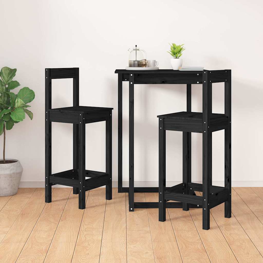 Sedie da Bar 2 pz Nere 40x41,5x112 cm Legno Massello di Pino