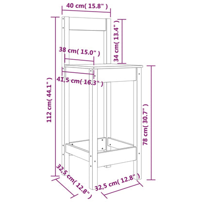 Sedie da Bar 2 pz Nere 40x41,5x112 cm Legno Massello di Pino | homemem39
