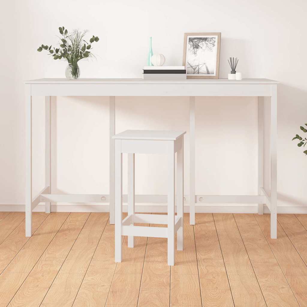 Tavolo da Bar Bianco 180x80x110 cm in Legno Massello di Pino