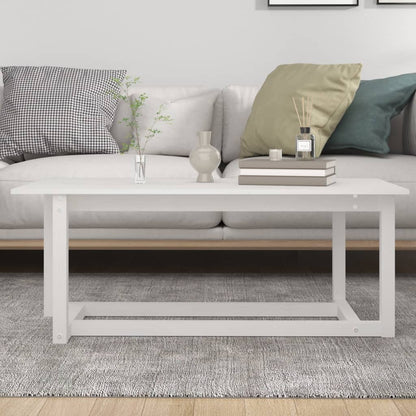 Tavolino da Salotto Bianco 110x55x45 cm Legno Massello di Pino | homemem39
