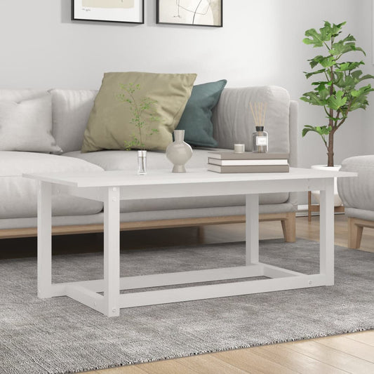 Tavolino da Salotto Bianco 110x55x45 cm Legno Massello di Pino | homemem39
