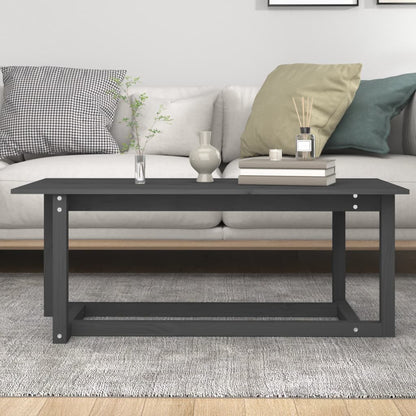 Tavolino da Salotto Grigio 110x55x45 cm Legno Massello di Pino | homemem39