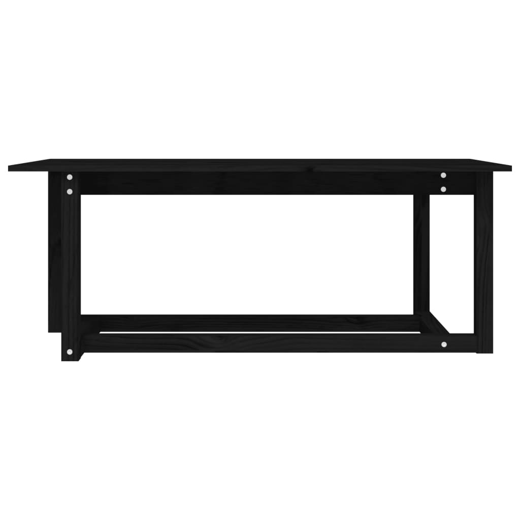 Tavolino da Salotto Nero 110x55x45 cm Legno Massello di Pino | homemem39