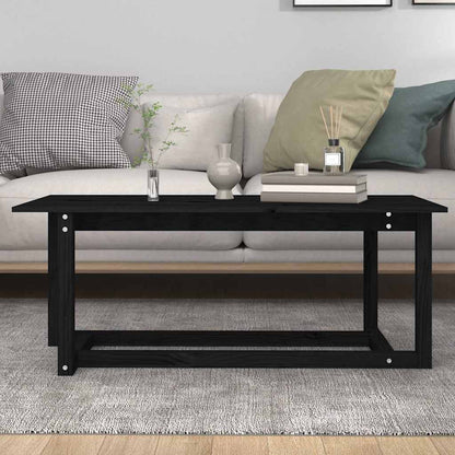 Tavolino da Salotto Nero 110x55x45 cm Legno Massello di Pino