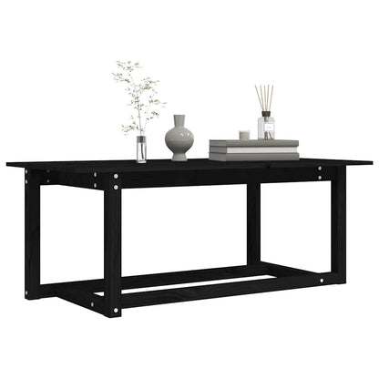 Tavolino da Salotto Nero 110x55x45 cm Legno Massello di Pino