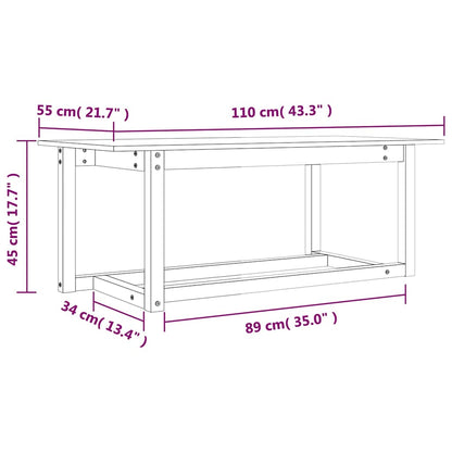 Tavolino da Salotto Nero 110x55x45 cm Legno Massello di Pino