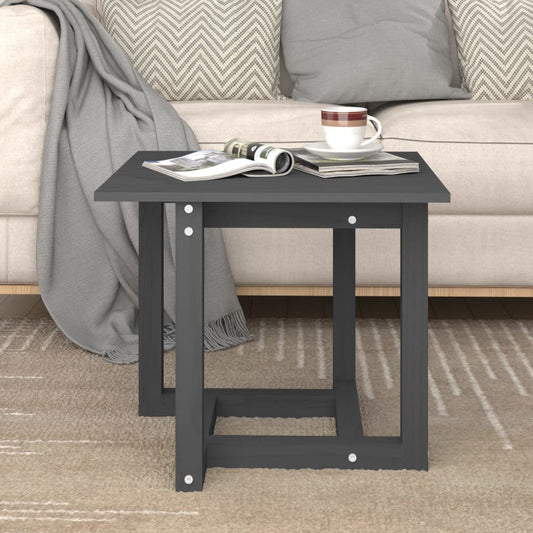 Tavolino da Salotto Grigio 50x50x45 cm Legno Massello di Pino | homemem39